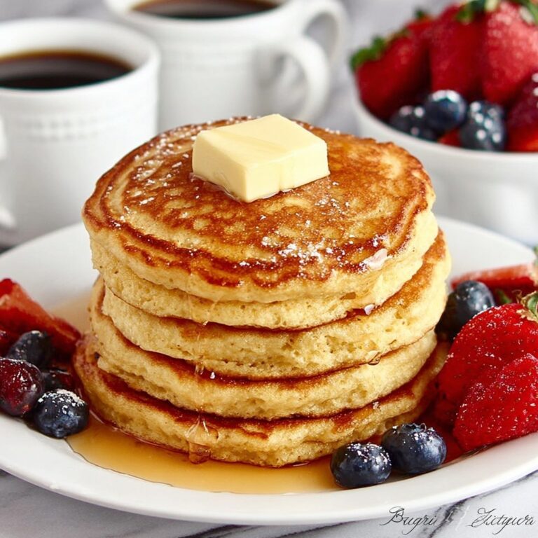 Fluffy Pancakes with Fresh Berries and Maple Syrup Recipe