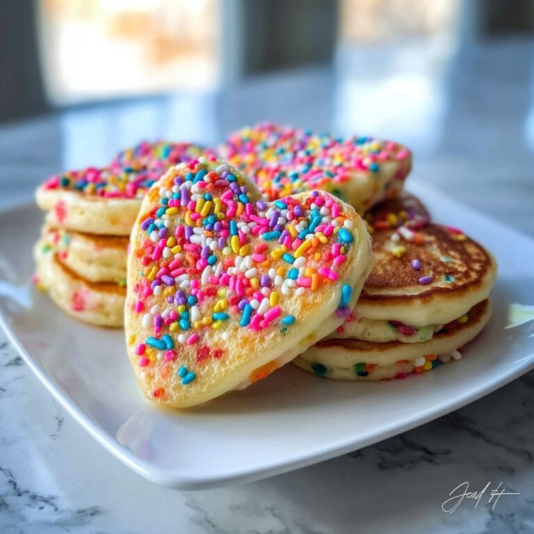 Rainbow Sprinkle Heart Pancakes Recipe