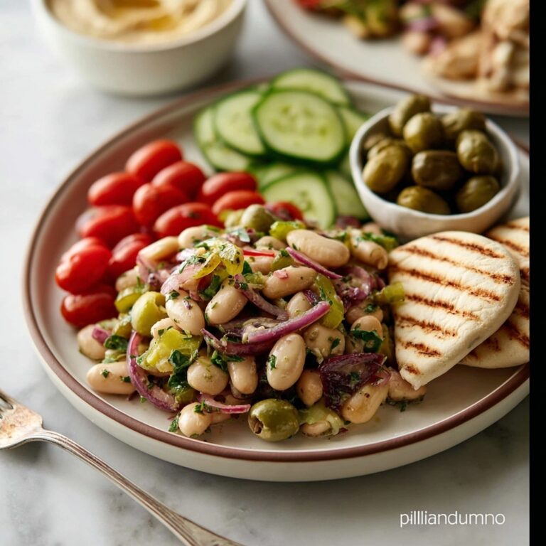 Marinated Green Olive Bean Salad with Chive Basil Dressing Recipe