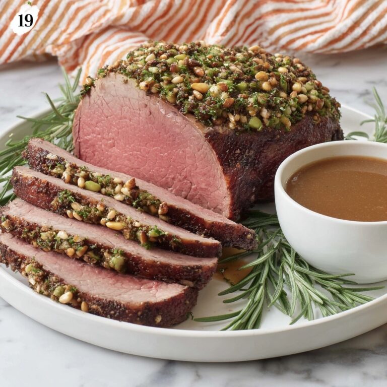 Herb Crusted Sirloin Tip Roast with Fennel Brown Gravy Recipe