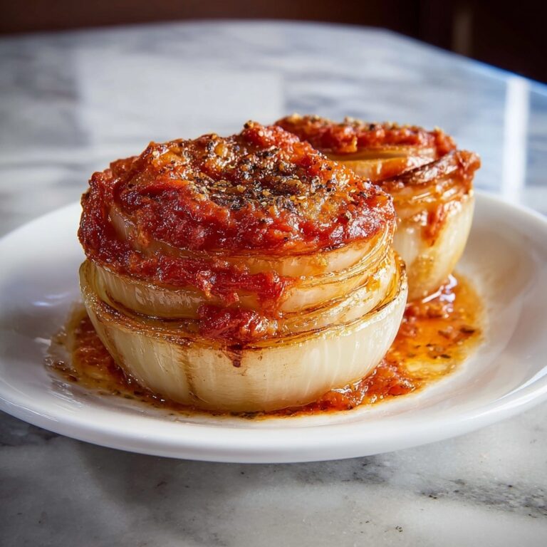 Stuffed Roasted Onion with Tomato Sauce and Seasonings Recipe