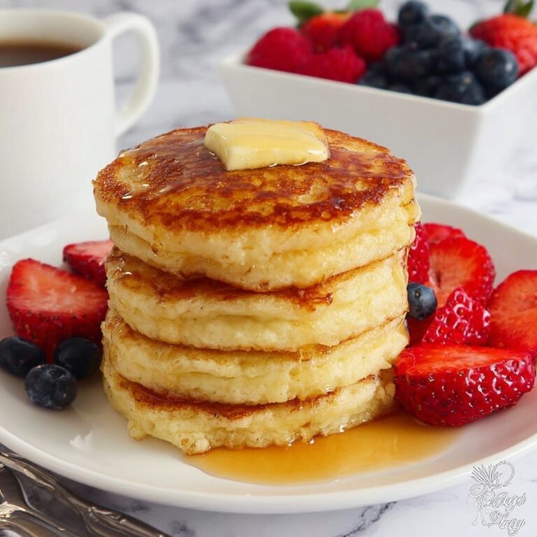 Fluffy Pancakes with Fresh Berries and Maple Syrup Recipe