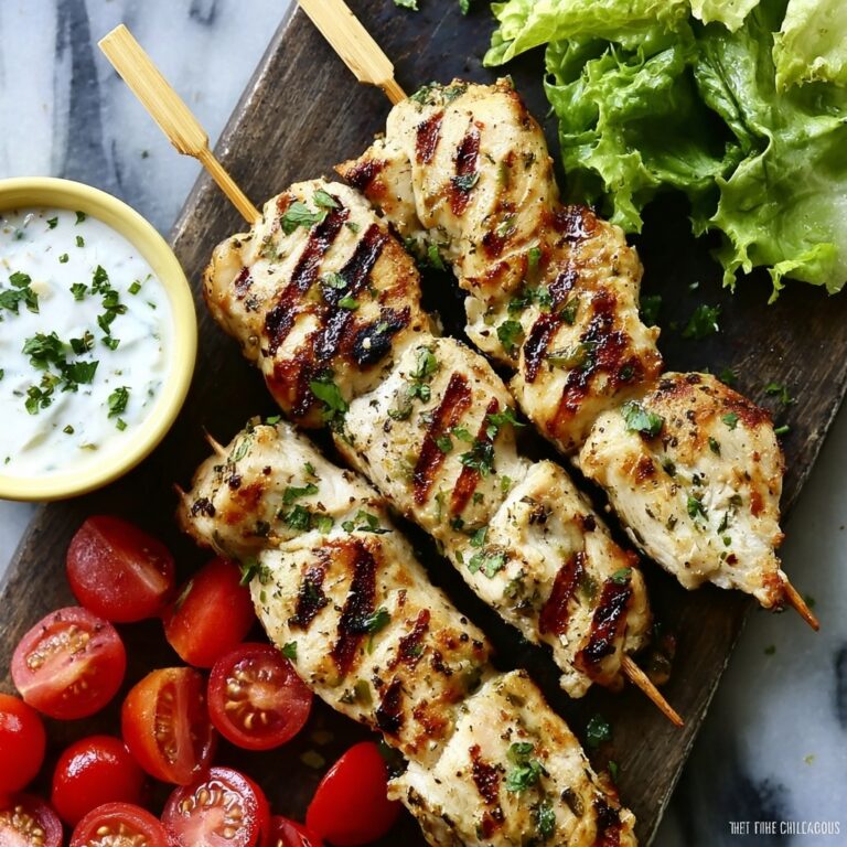 Grilled Chicken Souvlaki with Tzatziki and Fresh Veggies Recipe
