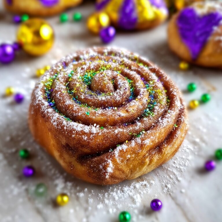 Easy Mardi Gras Cinnamon Rolls with Two Ingredient Dough Recipe