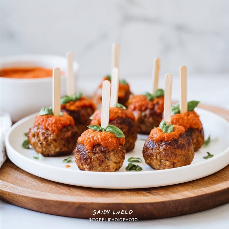 Mozzarella-Stuffed Vegetarian Chickpea Meatball Bites with Marinara Dipping Sauce Recipe