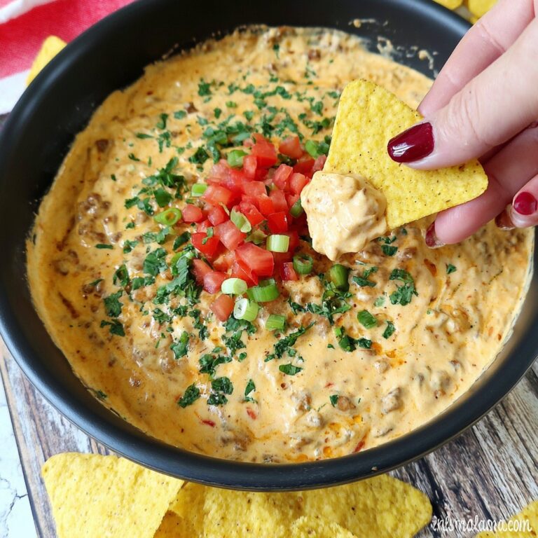 Rotel Dip with Ground Beef, Velveeta, and Tomatoes Recipe