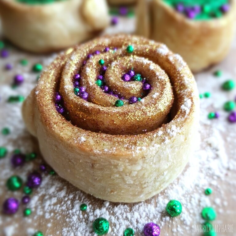 Easy Mardi Gras Cinnamon Rolls with Two Ingredient Dough Recipe