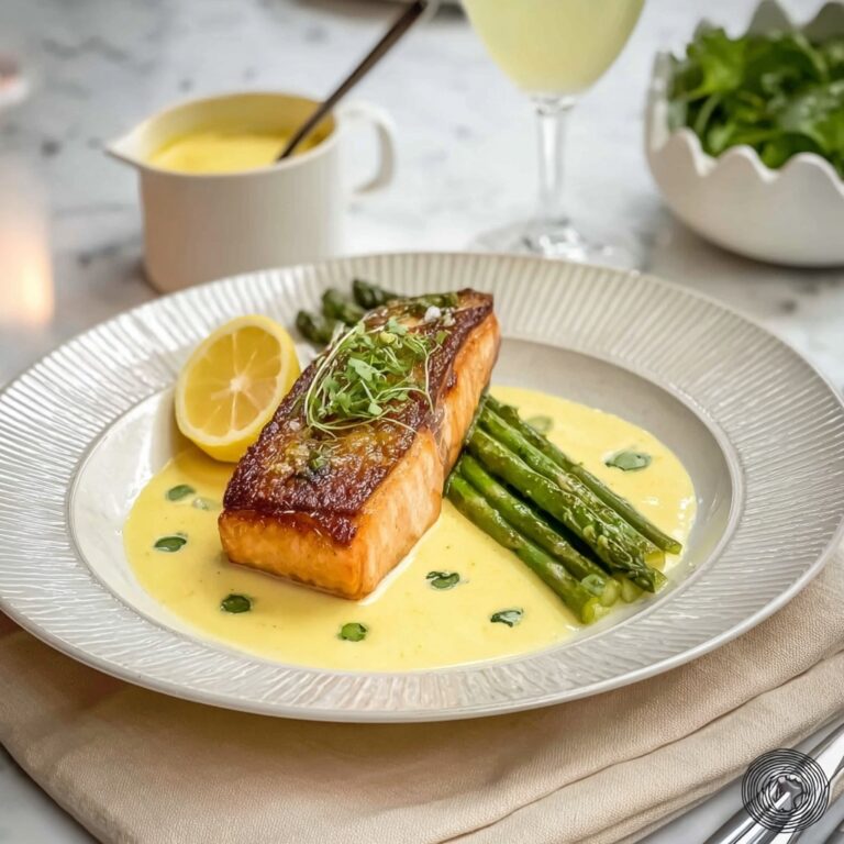 Grilled Salmon with Lemon Butter Sauce and Asparagus Recipe