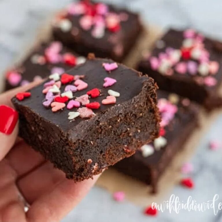 Valentine’s Day Brownies with Chocolate Ganache and Heart Sprinkles Recipe