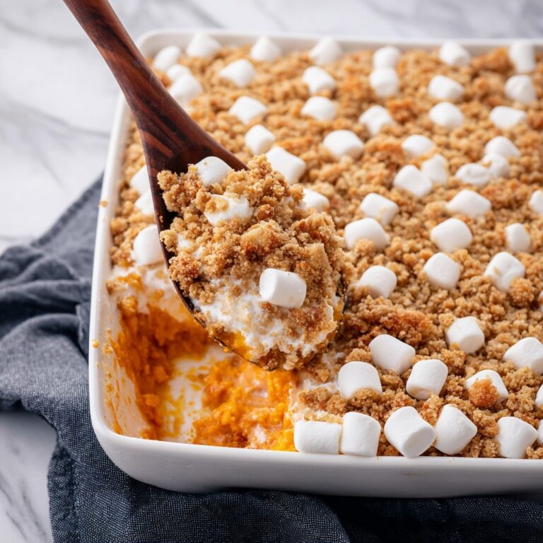 Sweet Potato Casserole with Streusel Topping and Marshmallows Recipe