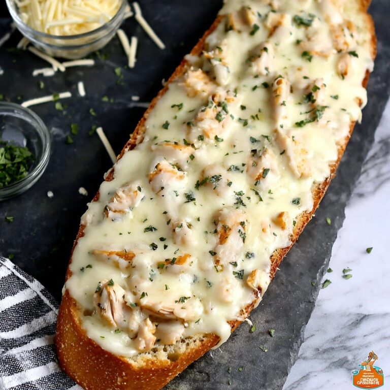 Creamy Chicken Alfredo Garlic Bread Recipe