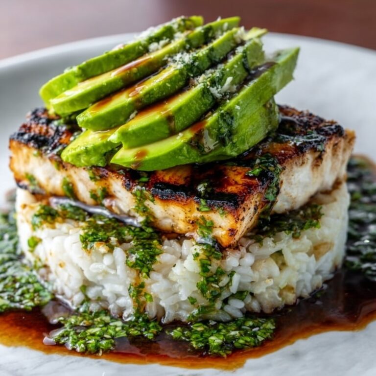 Avocado Rice Stack with Grilled Chicken and Lime Recipe