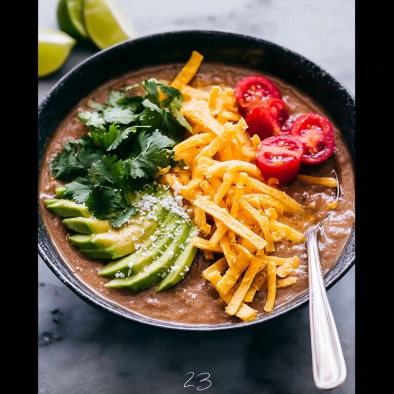 Pinto Bean Soup with Crushed Tomatoes and Toppings Recipe