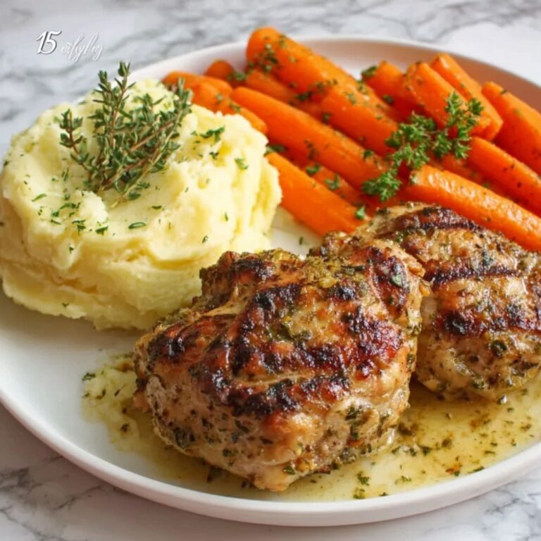 Easy Garlic Herb Chicken with Mashed Potatoes and Honey-Glazed Carrots Recipe