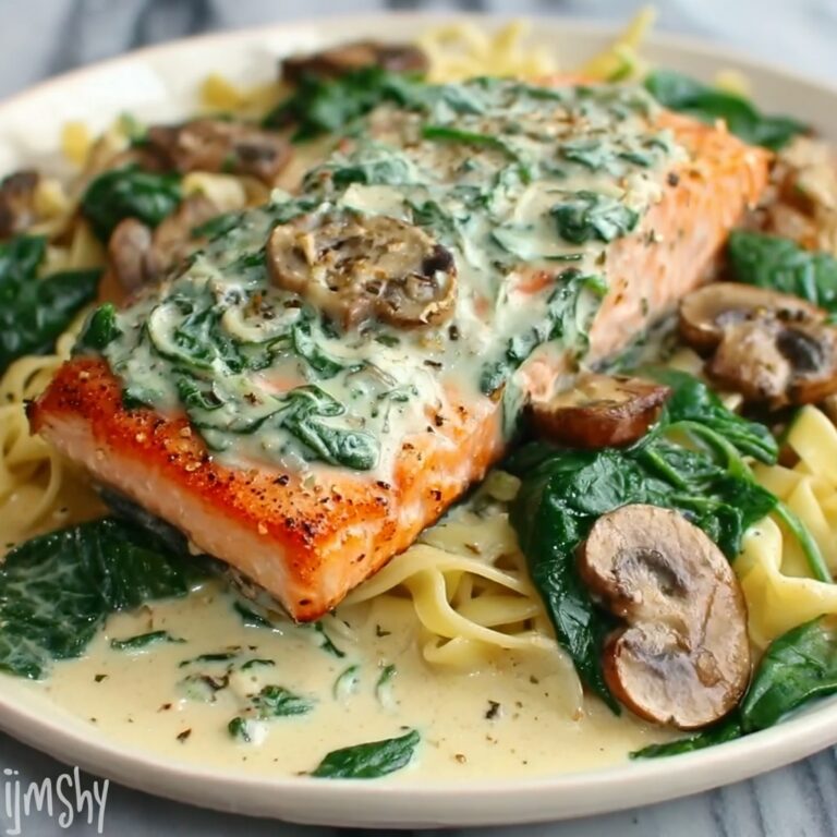 Creamy Salmon Florentine with Spinach and Mushrooms Recipe