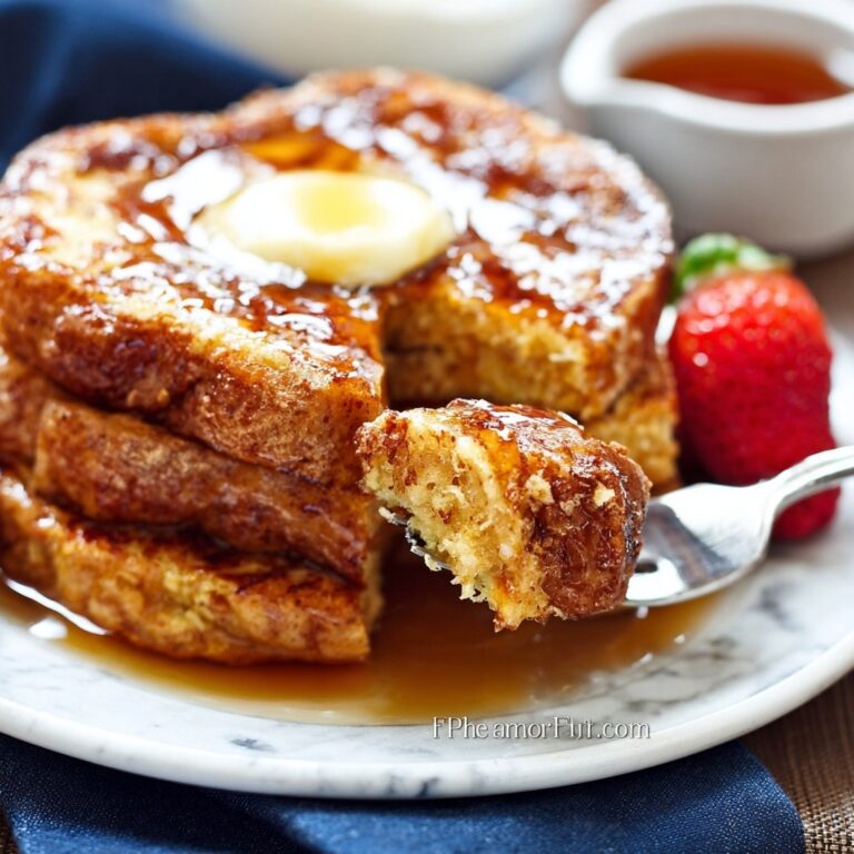 Chunky Cinnamon French Toast with Caramel Syrup Recipe