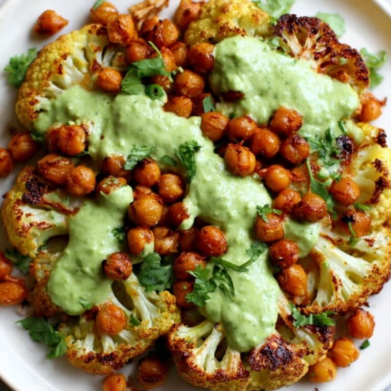 Roasted Cauliflower and Chickpeas with Herby Tahini Sauce Recipe